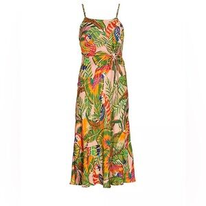 NWT Farm Rio Macaw Leaves Cut-Out Midi-Dress